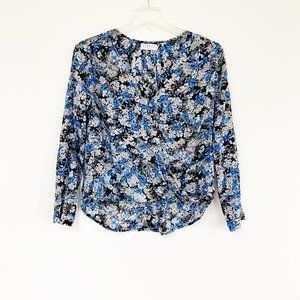 NWT Velvet Blue Floral Faux Wrap Blouse MD